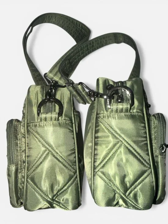 LUG Carousel XL Crossbody Bag Olive Green Patterned Travel Organizer Card RFID - Picture 5 of 9